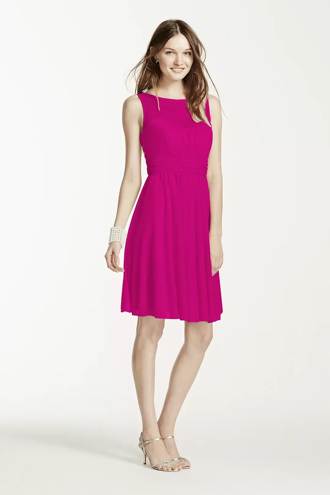 Short Mesh Dress with Sweetheart Illusion Neckline - Image 5
