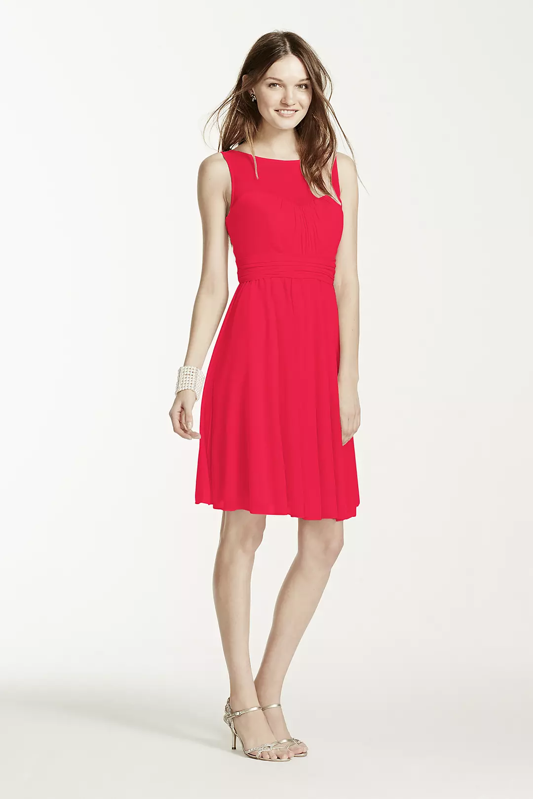 Short Mesh Dress with Sweetheart Illusion Neckline - Image 9