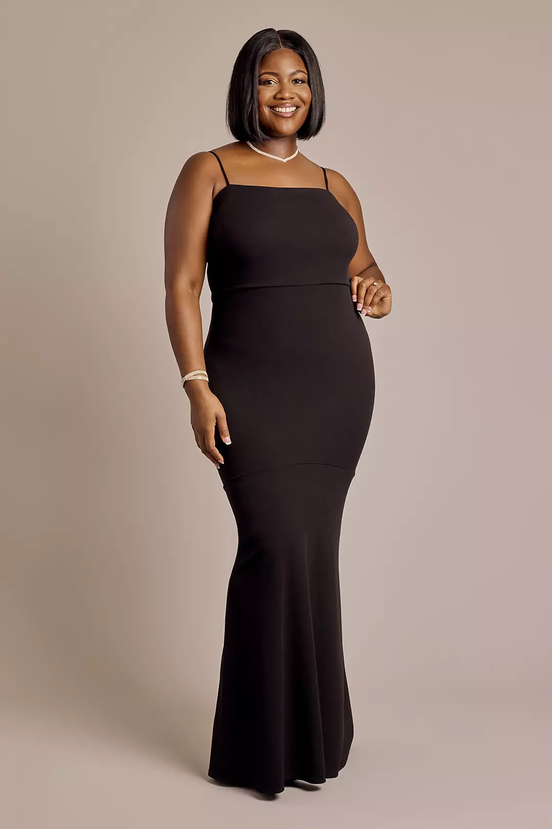 Spaghetti Strap Crepe Mermaid Dress - Image 8