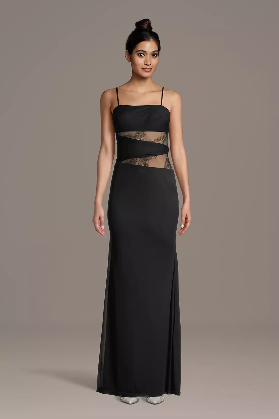 Strapless Jersey Sheath with Lace Cutouts - Image 3