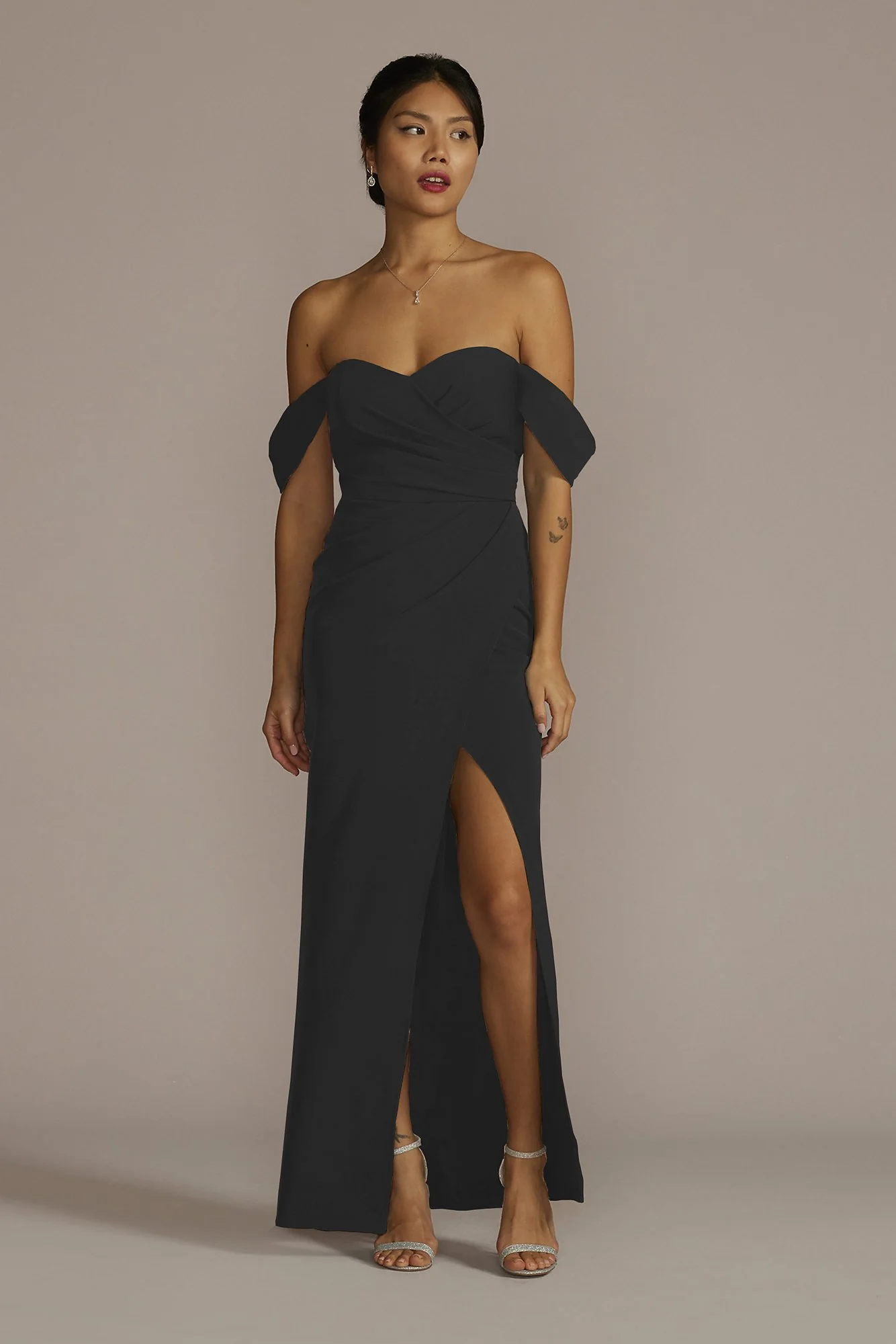Stretch Crepe Off-the-Shoulder Dress - Image 15