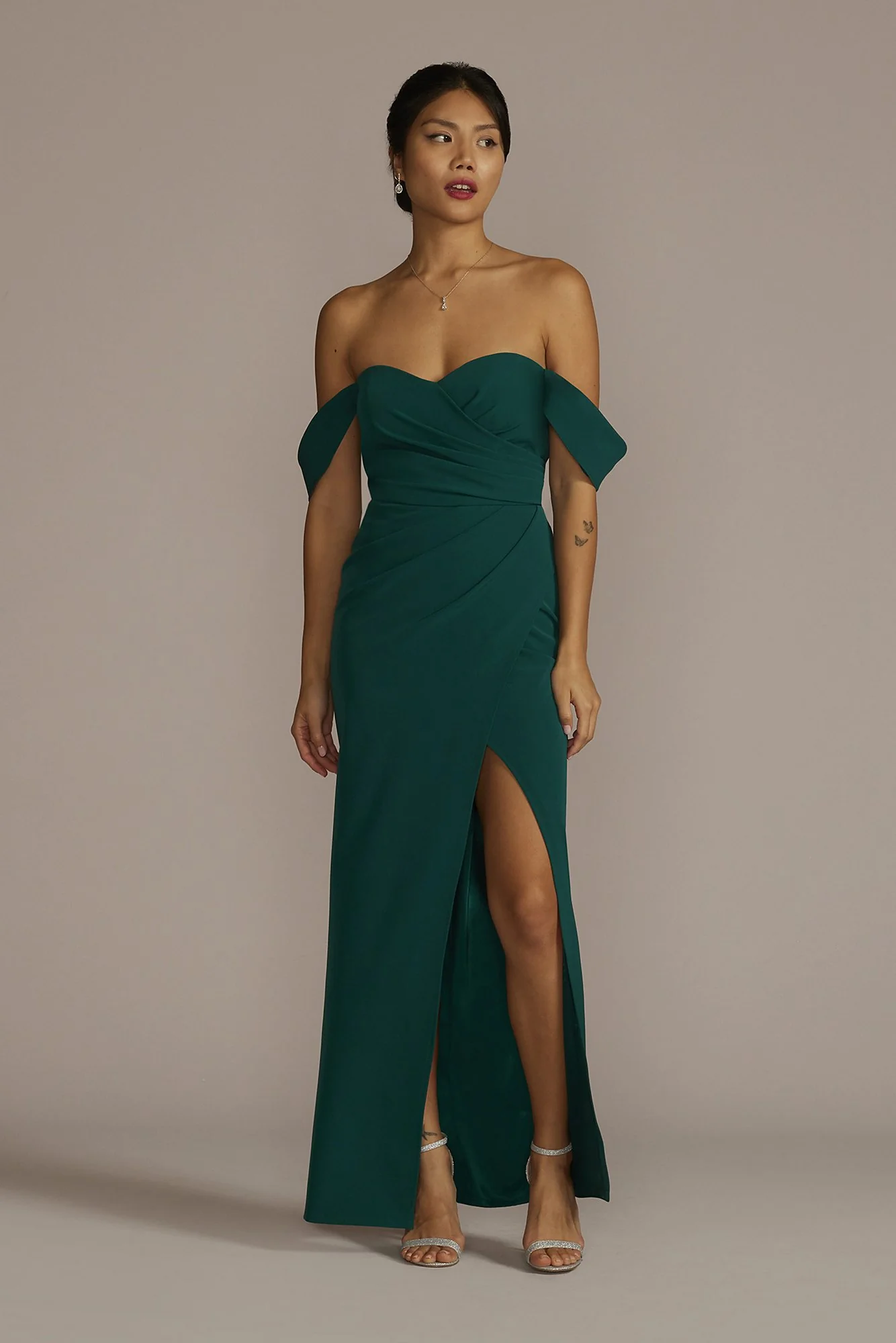 Stretch Crepe Off-the-Shoulder Dress - Image 16