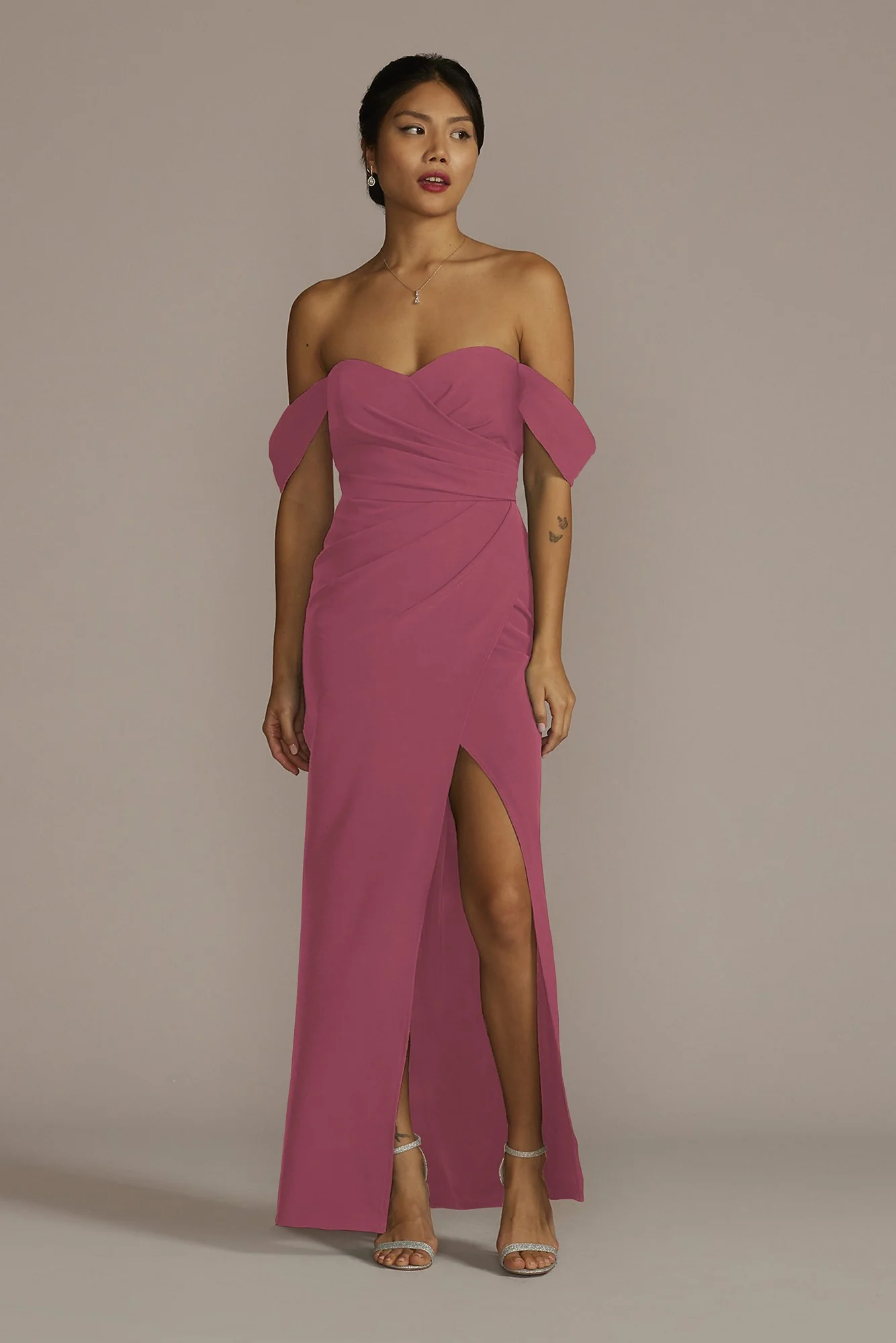 Stretch Crepe Off-the-Shoulder Dress - Image 17