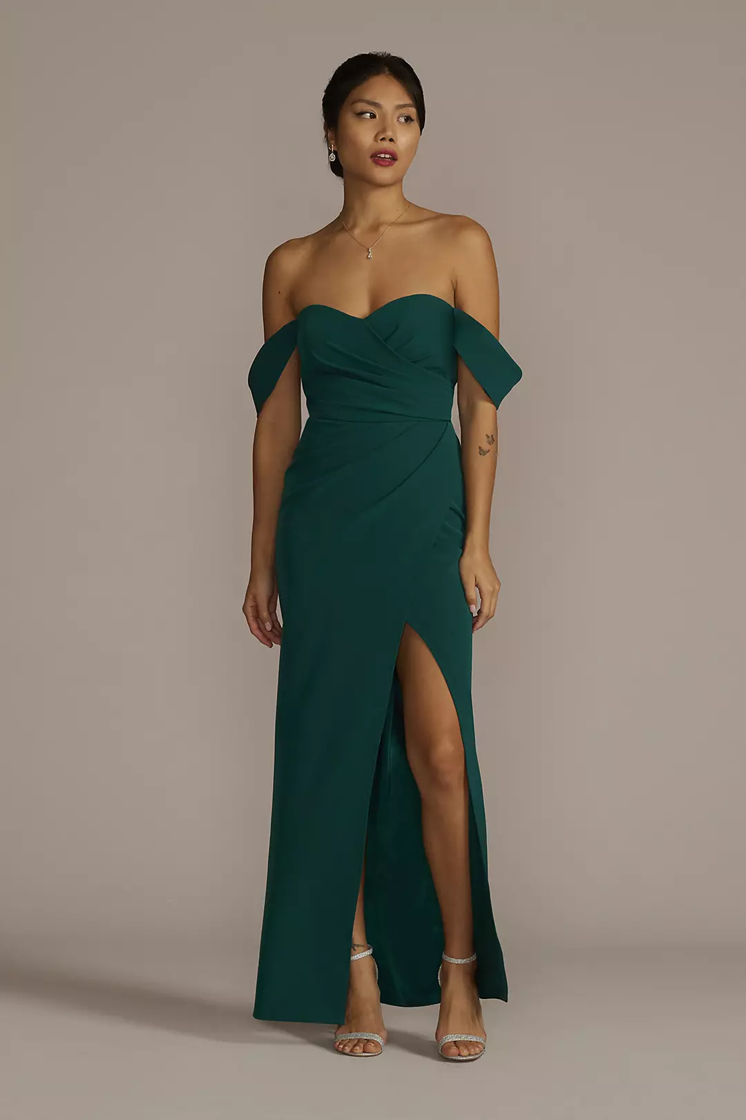 Stretch Crepe Off-the-Shoulder Dress - Image 20