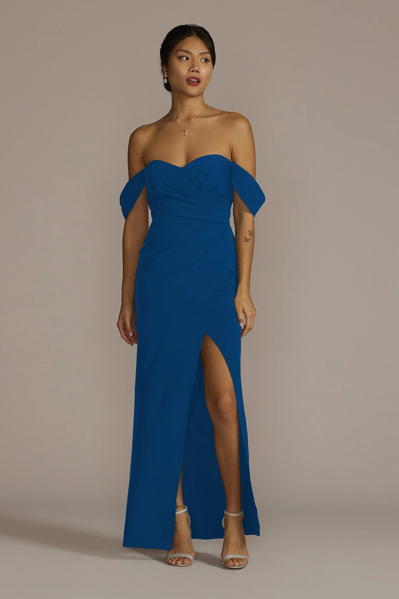 Stretch Crepe Off-the-Shoulder Dress - Image 3