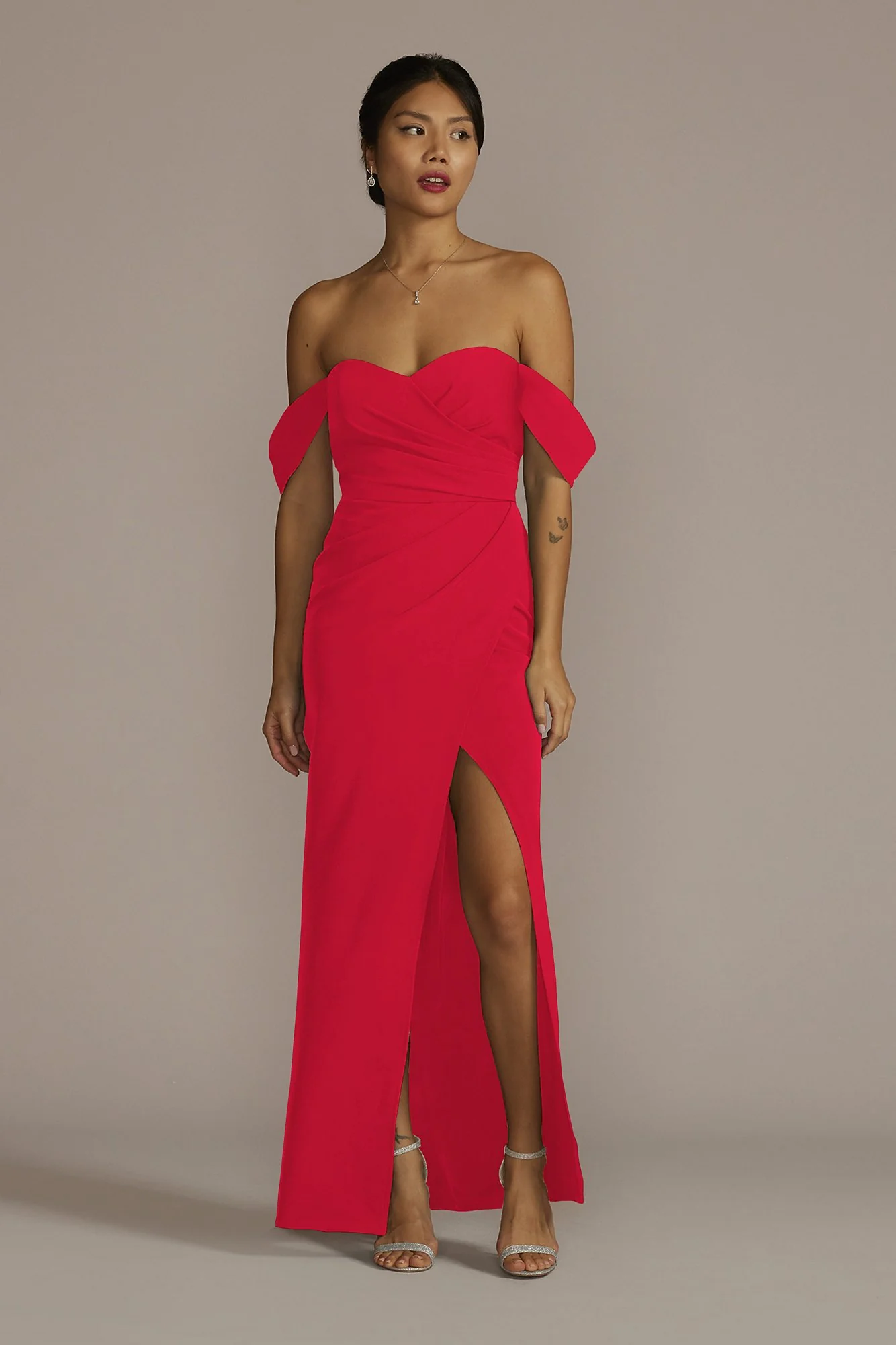 Stretch Crepe Off-the-Shoulder Dress - Image 4