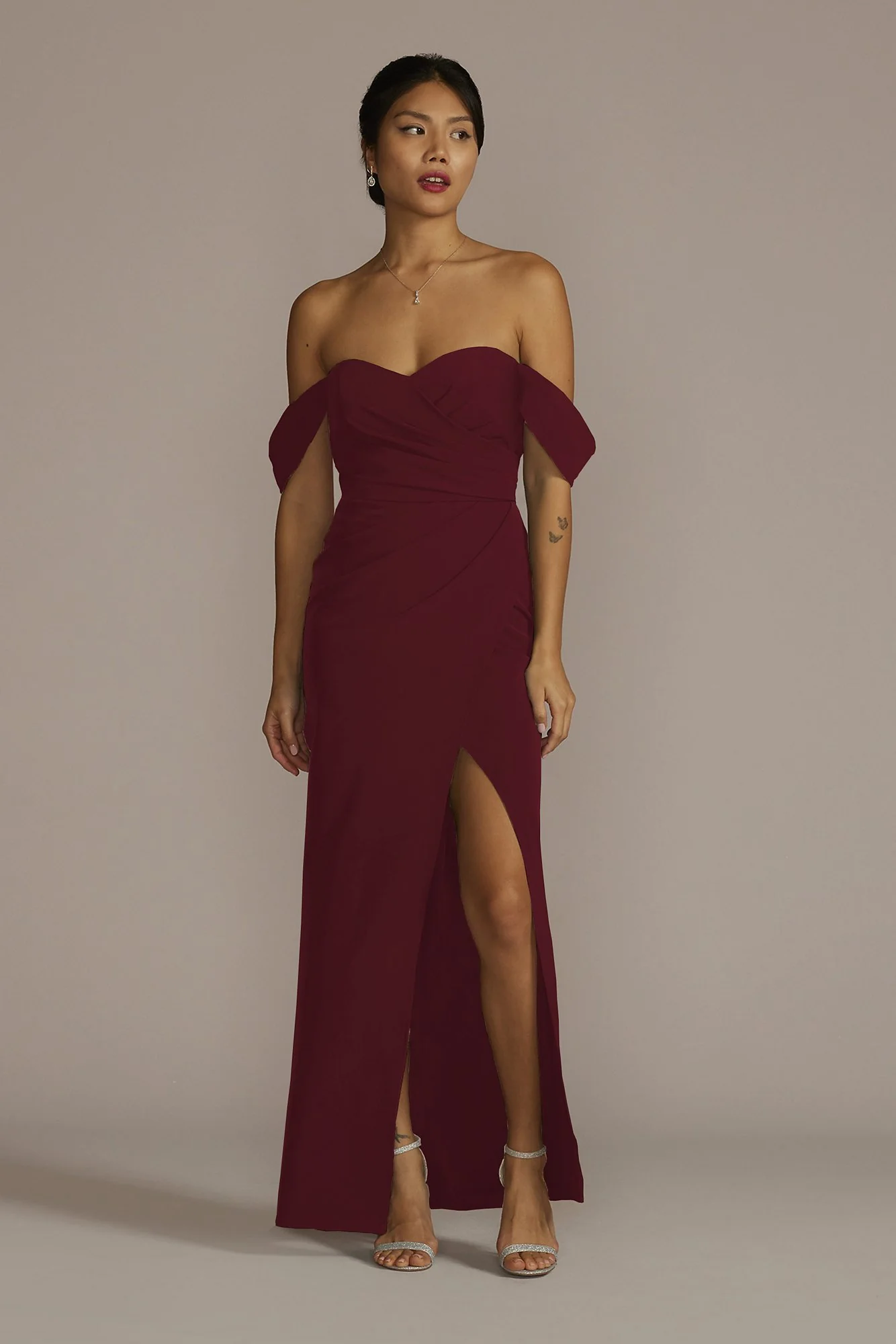 Stretch Crepe Off-the-Shoulder Dress - Image 6