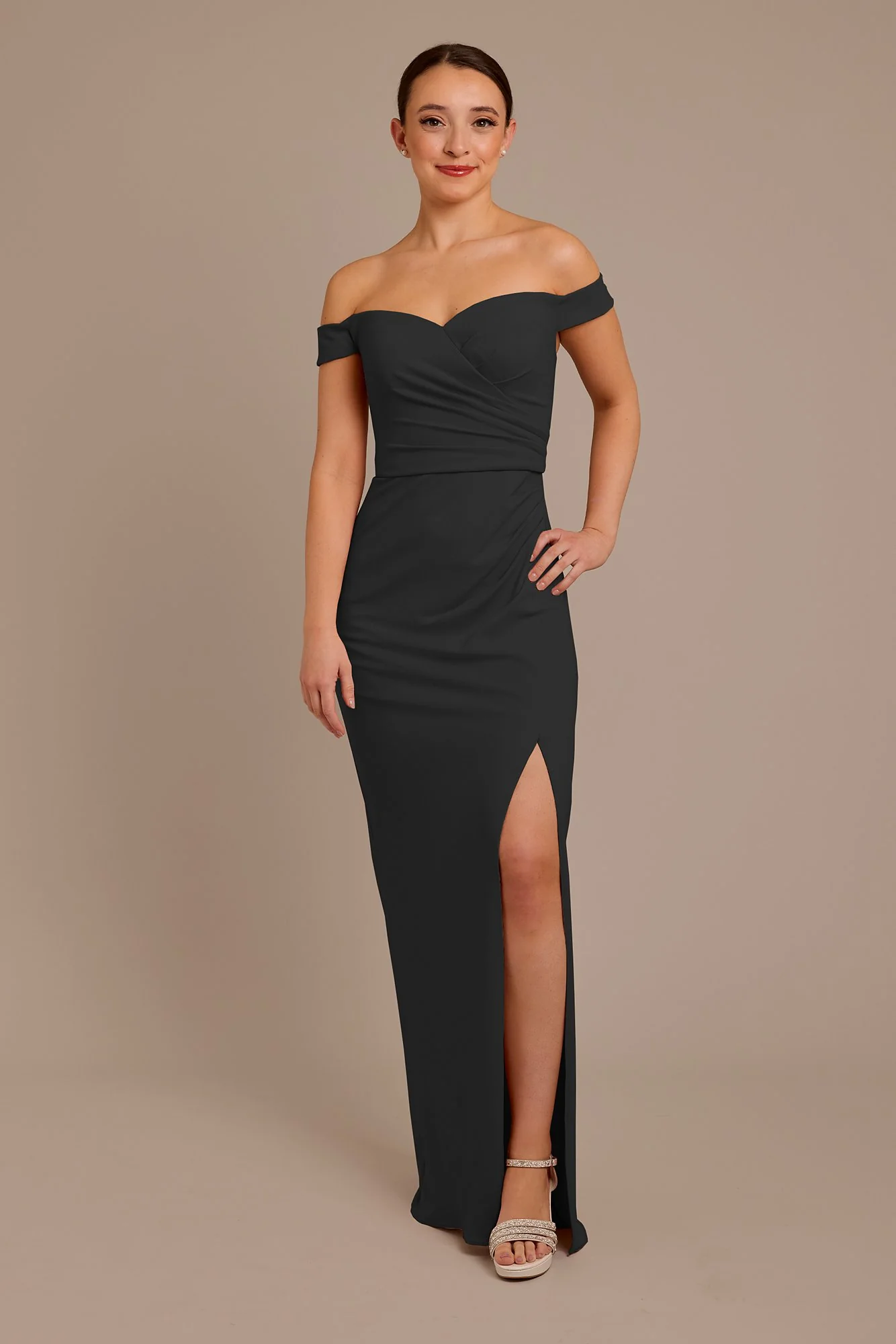 Structured Crepe Off-the-Shoulder Dress - Image 10