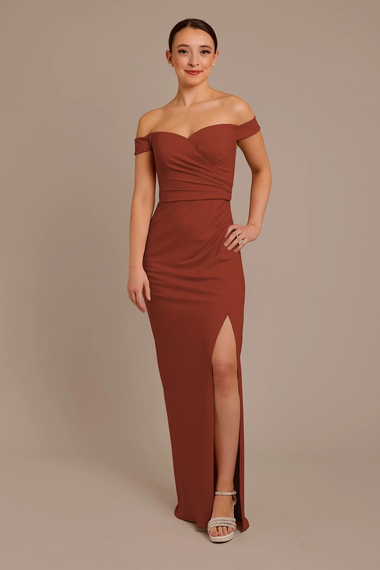 Structured Crepe Off-the-Shoulder Dress - Image 12