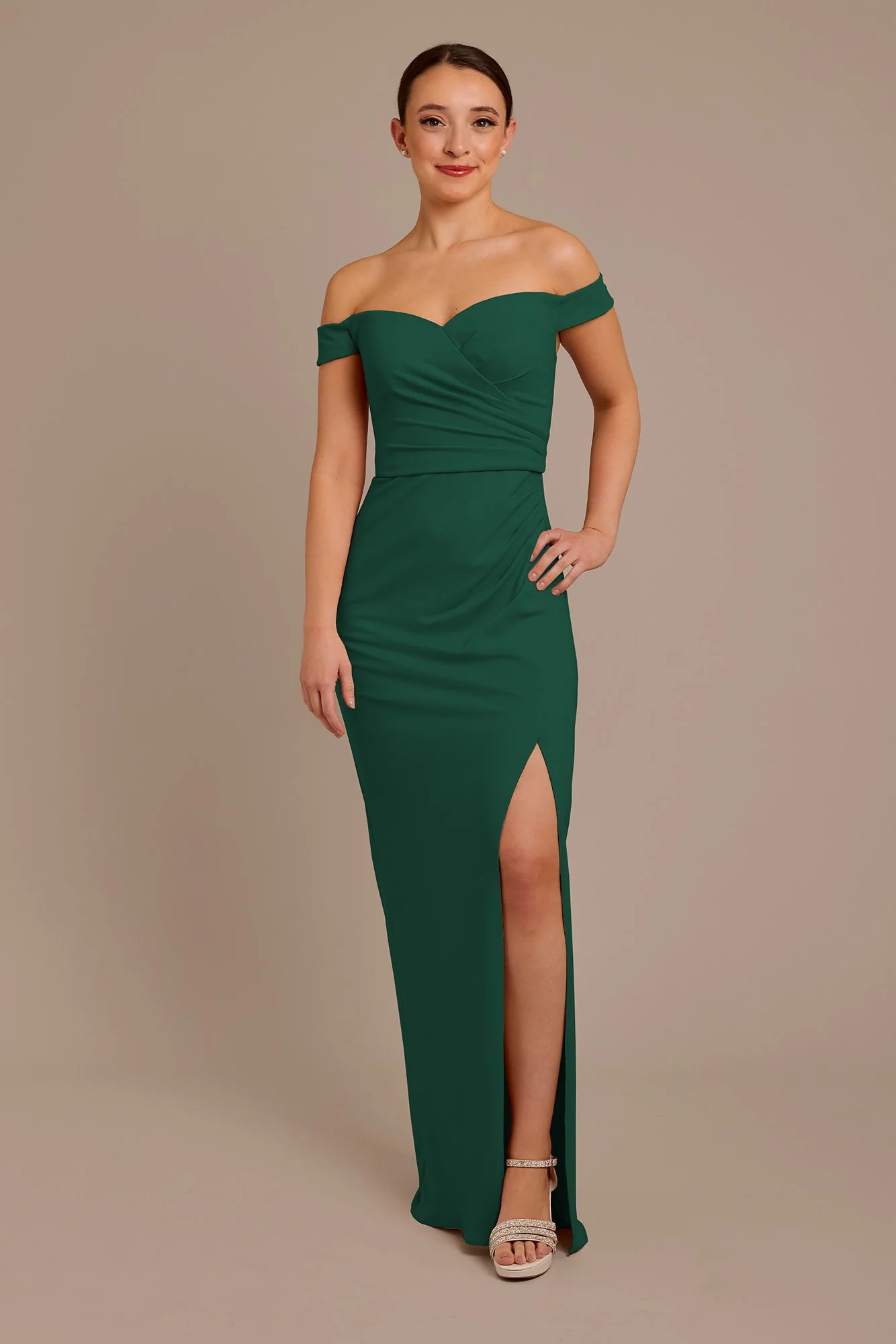 Structured Crepe Off-the-Shoulder Dress - Image 14