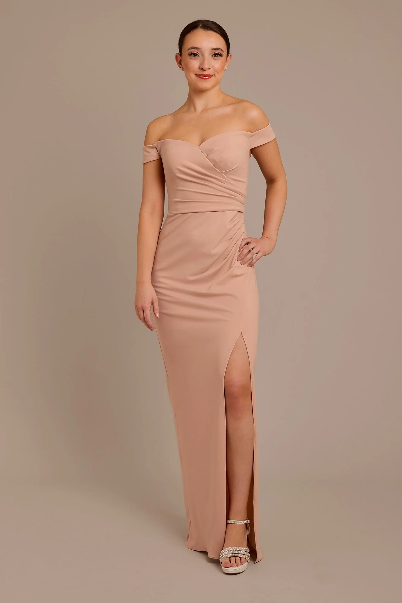 Structured Crepe Off-the-Shoulder Dress - Image 17