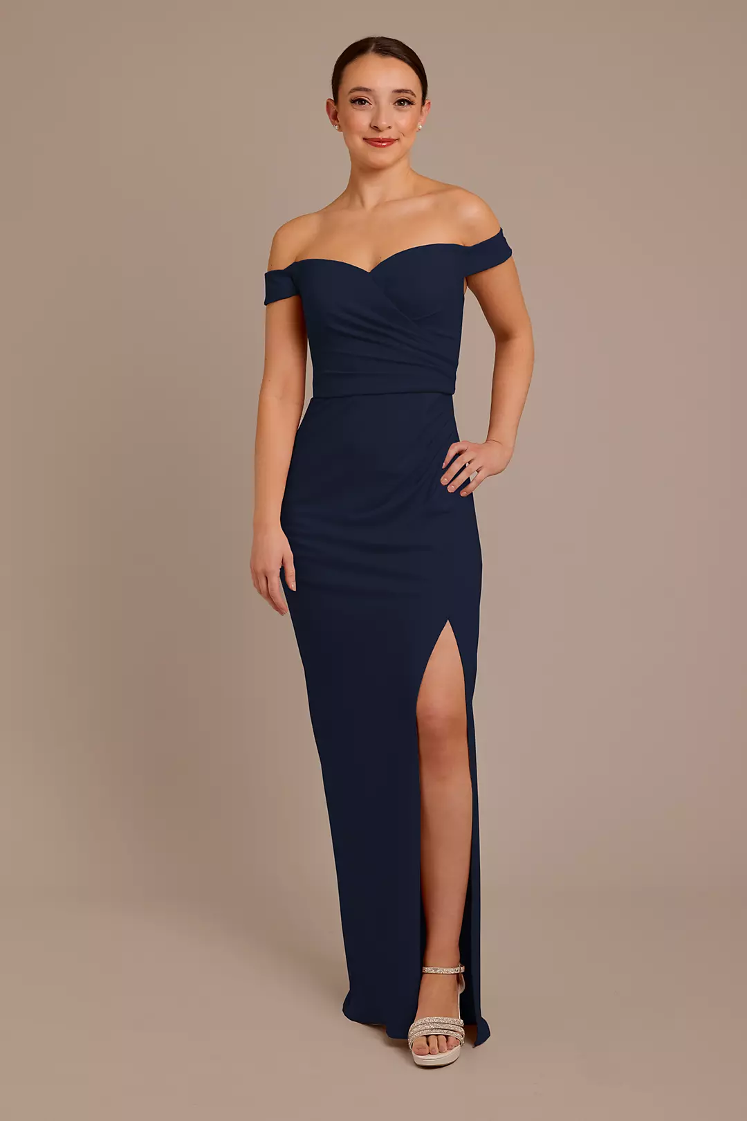 Structured Crepe Off-the-Shoulder Dress - Image 22
