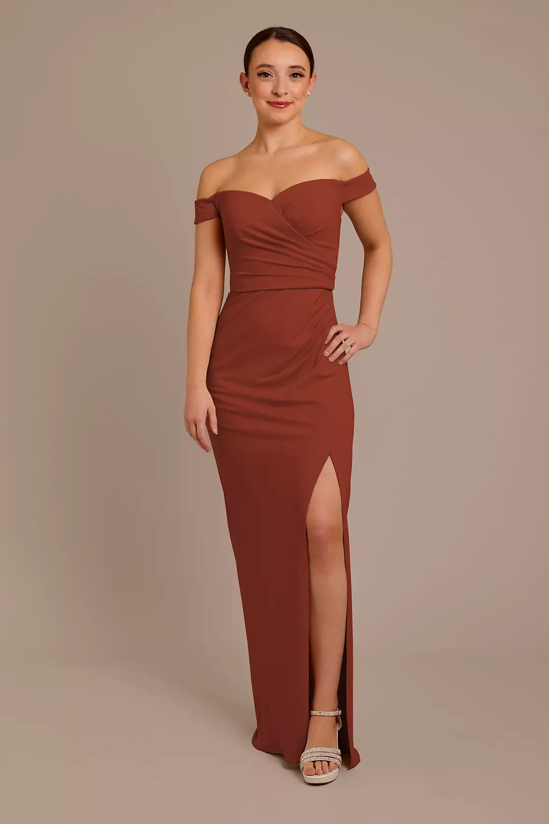 Structured Crepe Off-the-Shoulder Dress - Image 24