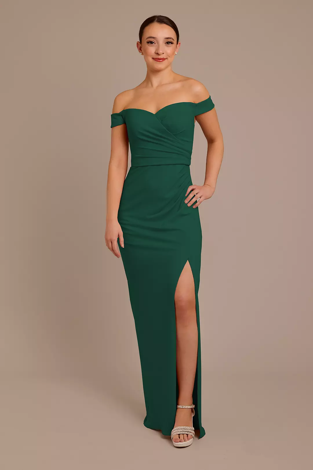 Structured Crepe Off-the-Shoulder Dress - Image 25