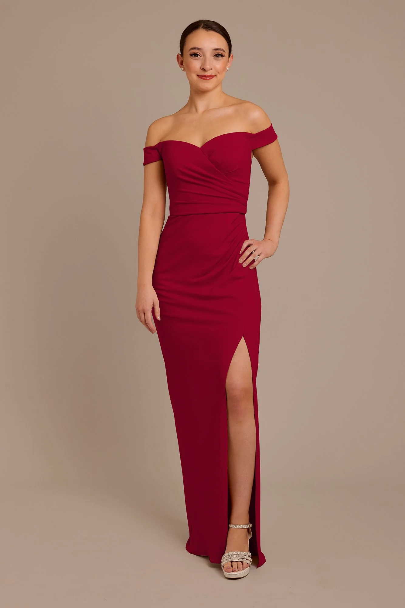 Structured Crepe Off-the-Shoulder Dress - Image 4