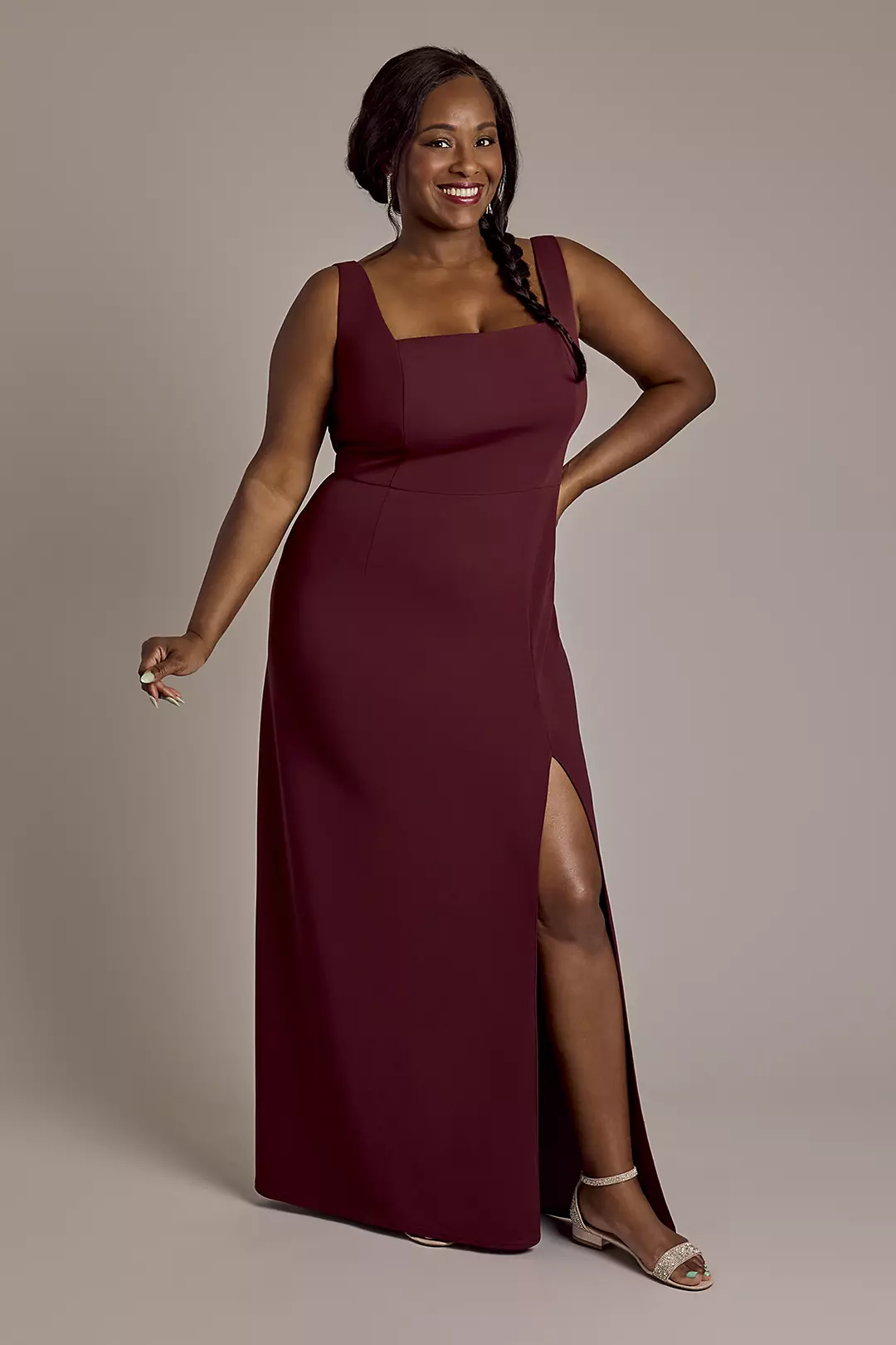 Twist-Back Satin and Crepe A-Line Dress - Image 3