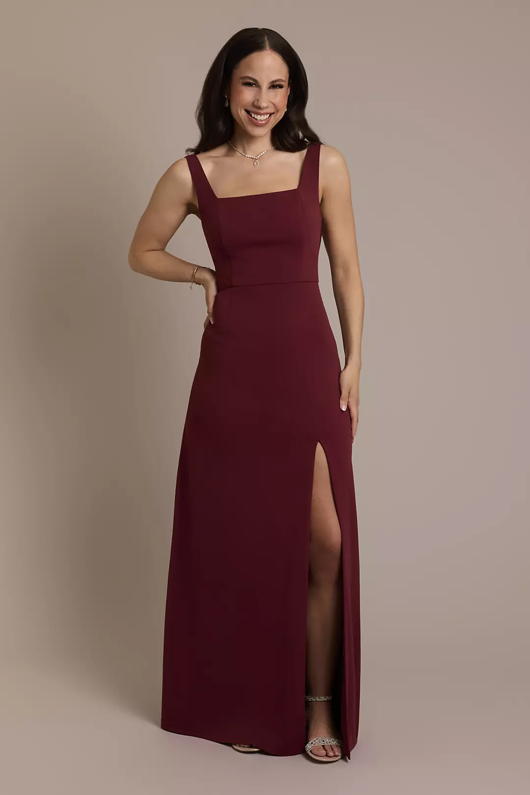 Twist-Back Satin and Crepe A-Line Dress - Image 4