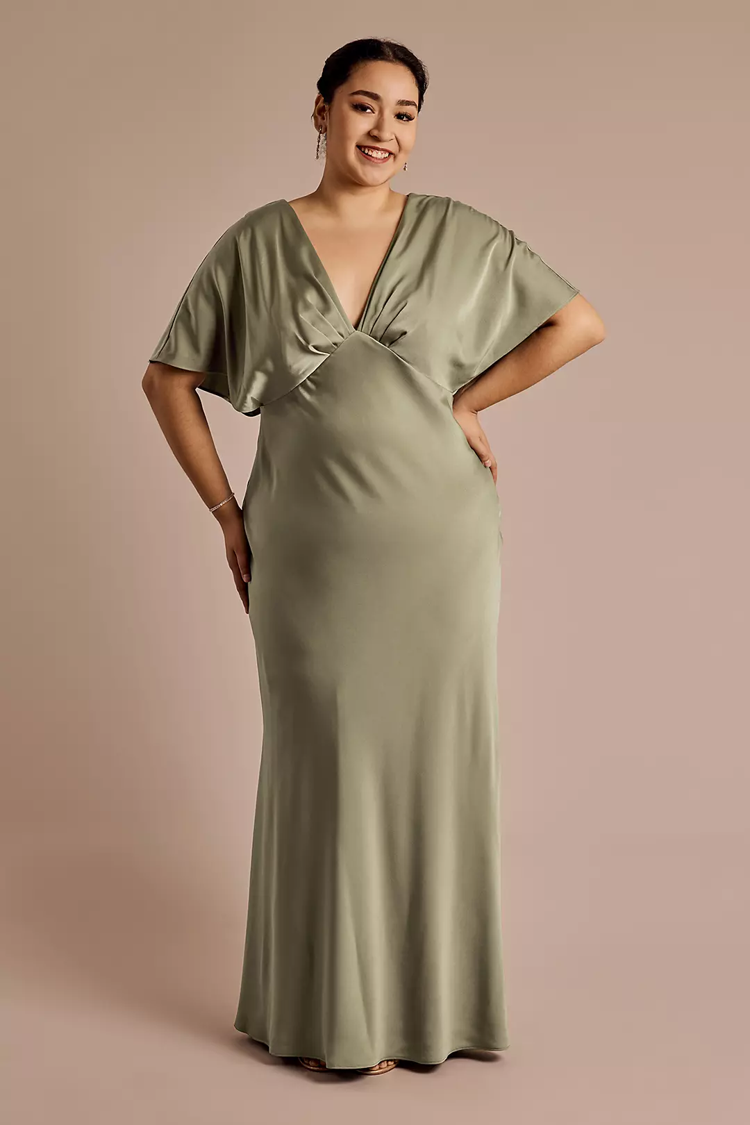 V-Neck Blouson A-Line Dress - Image 3